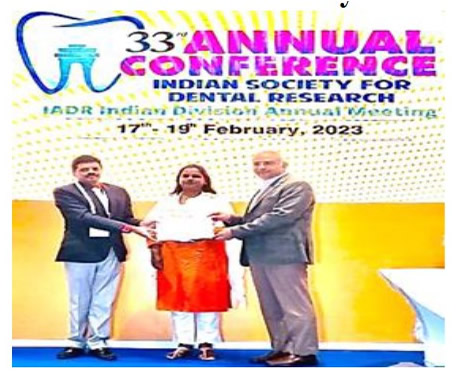 Dr. Rebecca Chowdhry<br />Best Star Researcher Award at Indian Society of Dental Research 2023